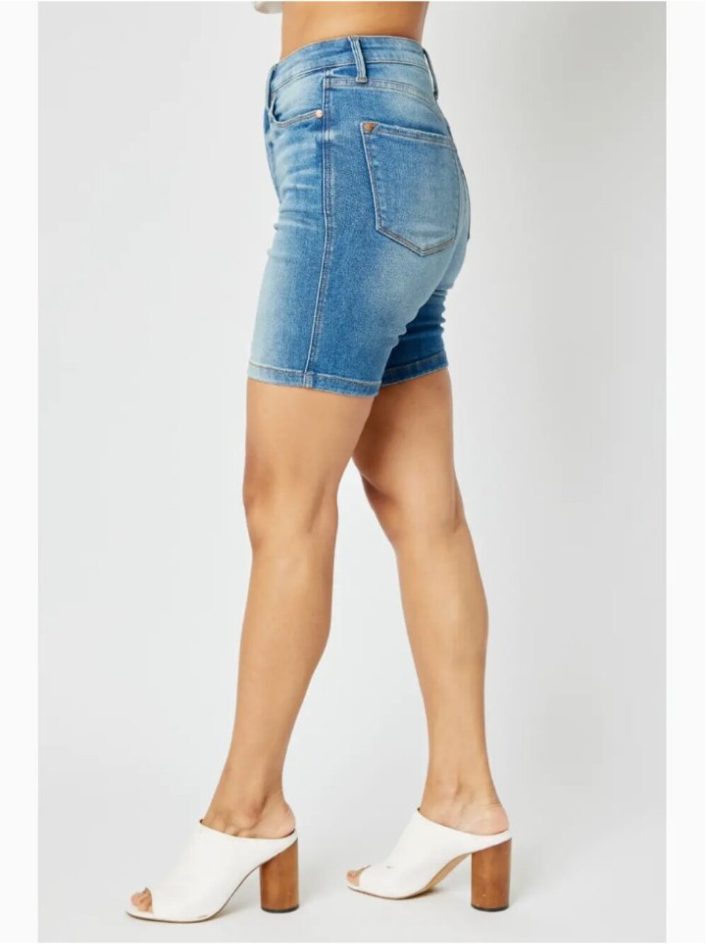 JUDY BLUE High-Rise Stretch Tummy Control Denim Bermuda Short Size XL 15/32 NEW - Picture 4 of 6